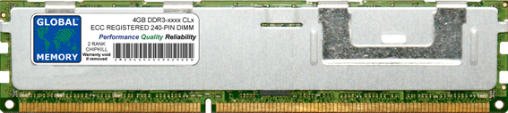 4GB DDR3 800/1066/1333/1600MHz 240-PIN ECC REGISTERED DIMM (RDIMM) MEMORY RAM FOR SERVERS/WORKSTATIONS/MOTHERBOARDS (2 RANK CHIPKILL)